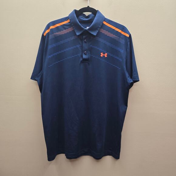 Under Armour Men's Loose Fit Heatgear Polo Shirt Stretch Outdoor Blue Size Large - Picture 1 of 7